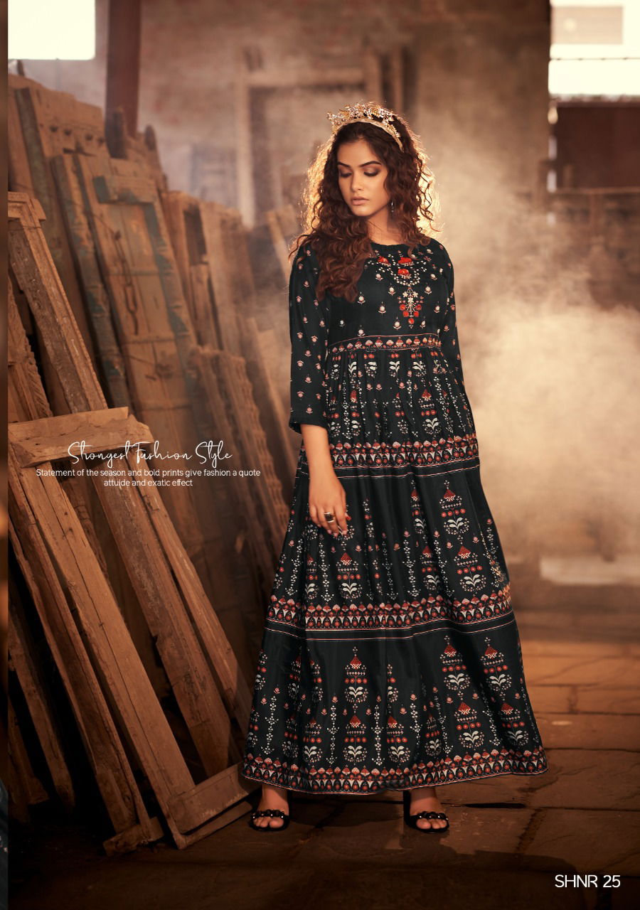 Shichi Noor Collection Exclusive Festive Wear Digital Print Anarkali Kurti Collection